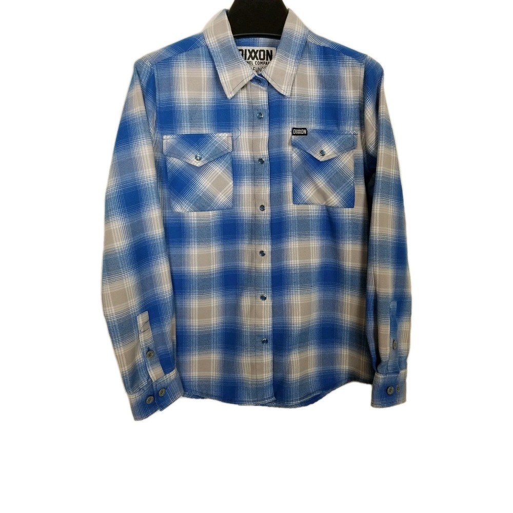 Dixxon Flannel Company Women Pearl Snap Shirt Sz M Blue Plaid Long Sleeve